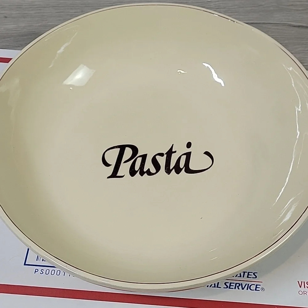 Pasta Bowl OvenProof Made in USA cream brown